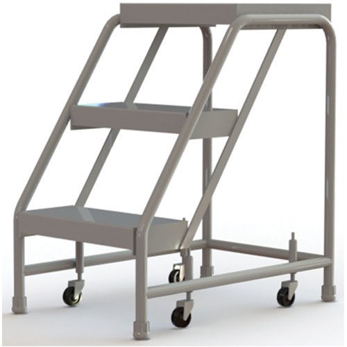 Rolling Ladder, 3 Steps, 16" Step Width, 30" Platform Height, Aluminum Seaboard Timber Mart