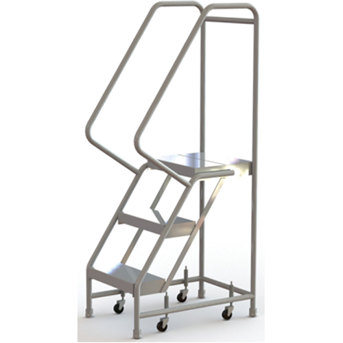 Rolling Ladder, 3 Steps, 16" Step Width, 30" Platform Height, Aluminum Seaboard Timber Mart