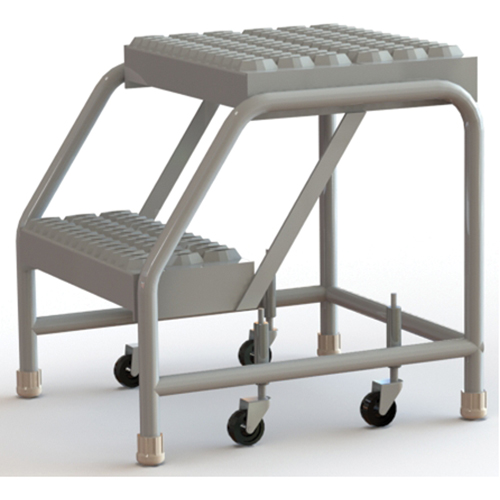 &eacute;chelles roulantes, 2 marches, Largeur de la marche 16", Hauteur de la plateforme 20", Aluminium Seaboard Timber Mart
