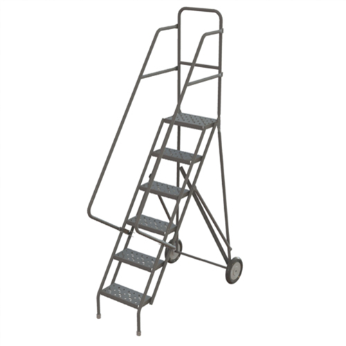 Steel Rolling Ladder, 6 Steps, 16" Step Width, 60" Platform Height, Steel Seaboard Timber Mart