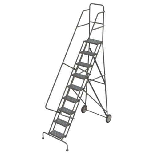 Rolling Ladder, 9 Steps, Serrated, 96" High Seaboard Timber Mart