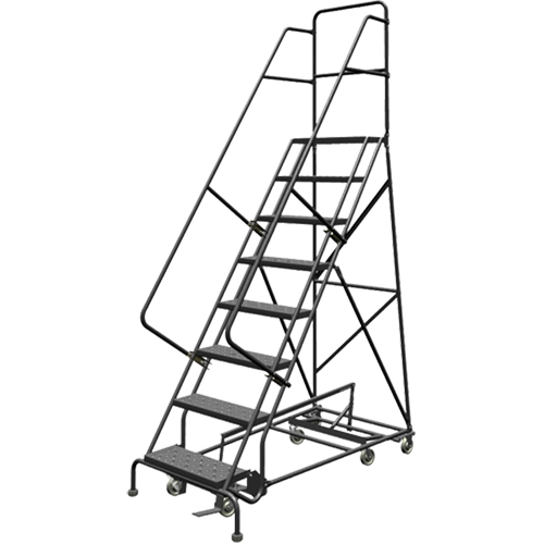 All Directional Rolling Ladder, 8 Steps, 24" Step Width, 80" Platform Height, Steel Seaboard Timber Mart