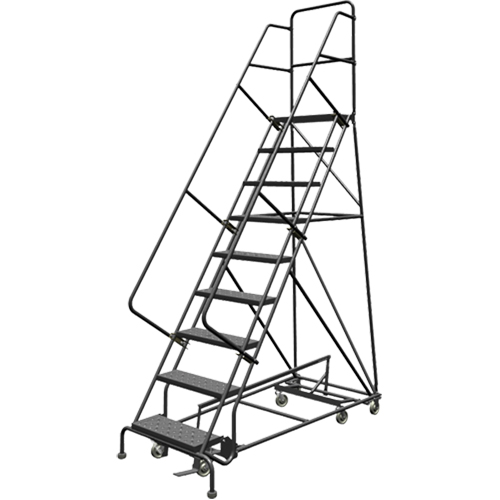 All Directional Rolling Ladder, 9 Steps, 24" Step Width, 90" Platform Height, Steel Seaboard Timber Mart