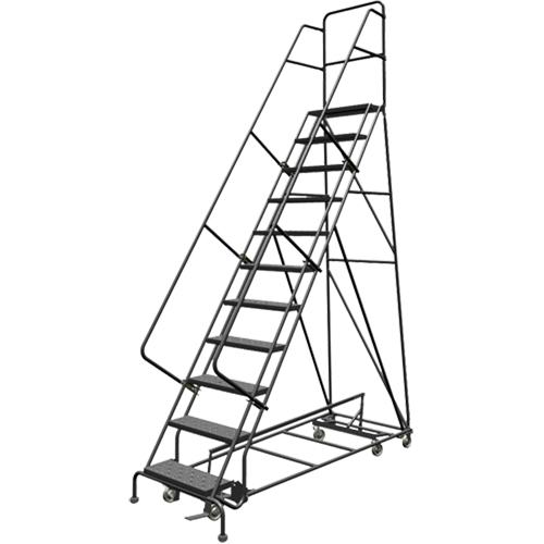 All Directional Rolling Ladder, 11 Steps, 24" Step Width, 110" Platform Height, Steel Seaboard Timber Mart