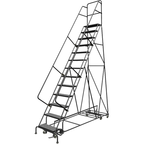 All Directional Rolling Ladder, 13 Steps, 24" Step Width, 130" Platform Height, Steel Seaboard Timber Mart