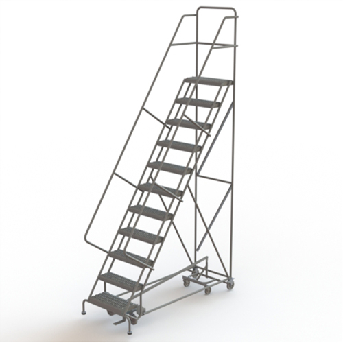 All Directional Rolling Ladder, 11 Steps, 24" Step Width, 110" Platform Height, Steel Seaboard Timber Mart