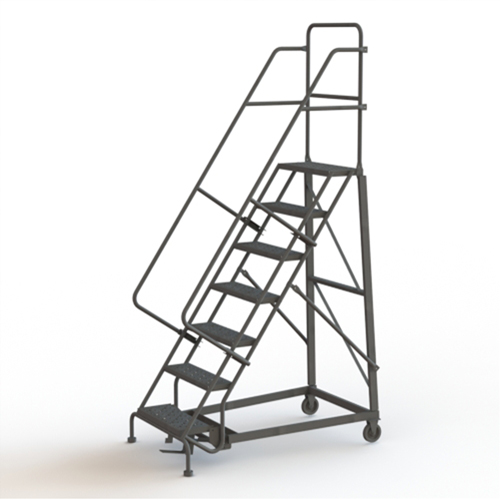 Heavy Duty Rolling Ladder, 7 Steps, 24" Step Width, 70" Platform Height, Steel Seaboard Timber Mart