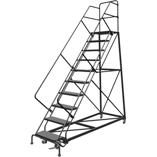 Safety Slope Rolling Ladder, 10 Steps, Perforated, 50° Incline, 100" High Seaboard Timber Mart