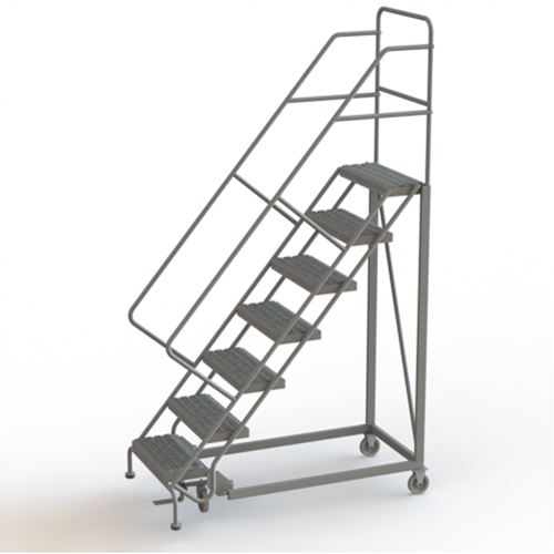 Safety Slope Rolling Ladder, 7 Steps, Serrated, 50° Incline, 70" High Seaboard Timber Mart