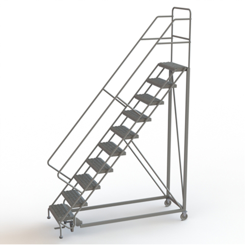 Safety Slope Rolling Ladder, 10 Steps, Serrated, 50° Incline, 100" High Seaboard Timber Mart