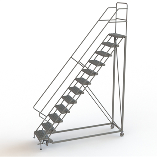 Safety Slope Rolling Ladder, 12 Steps, Serrated, 50° Incline, 120" High Seaboard Timber Mart