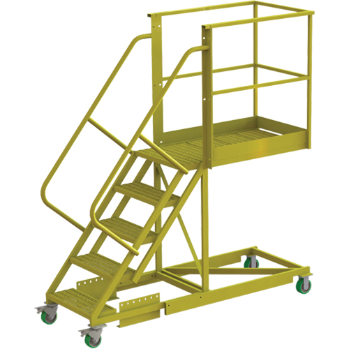 Cantilever Rolling Ladder, Supported, 5 Steps, 40" Platform Depth, 50" Platform Height Seaboard Timber Mart