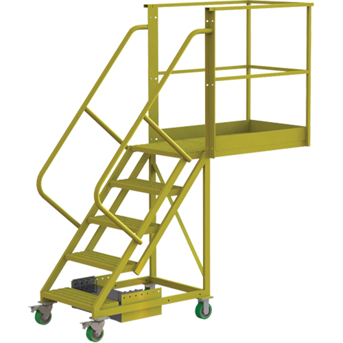 Cantilever Rolling Ladder, Unsupported, 5 Steps, 40" Platform Depth, 50" Platform Height Seaboard Timber Mart