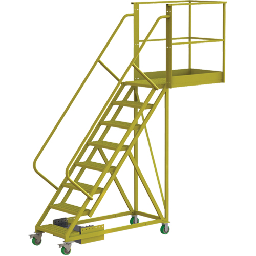 Cantilever Rolling Ladder, Unsupported, 8 Steps, 40" Platform Depth, 80" Platform Height Seaboard Timber Mart