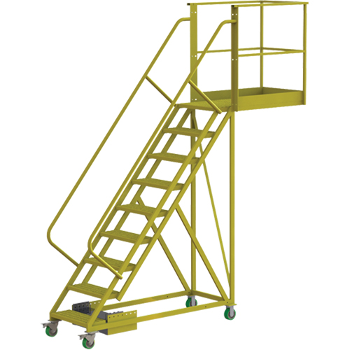 Cantilever Rolling Ladder, Unsupported, 9 Steps, 40" Platform Depth, 90" Platform Height Seaboard Timber Mart