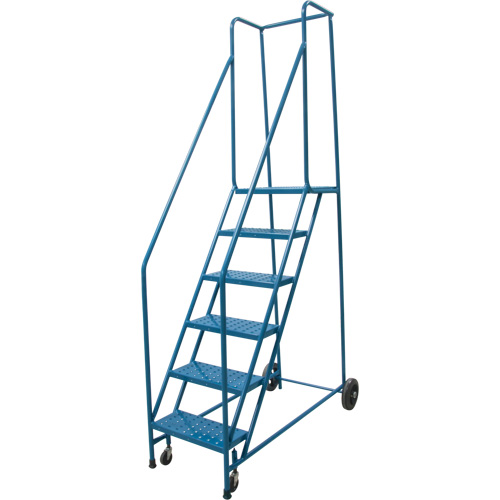 Escabeau roulant, 6 marches, Largeur de la marche 18", Hauteur de la plateforme 55", Acier Seaboard Timber Mart