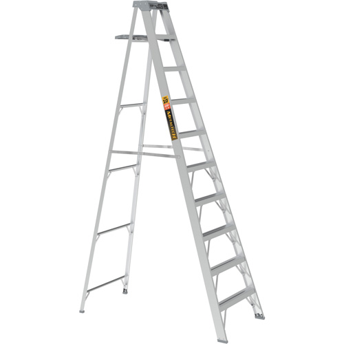 Step Ladder with Paint Tray, 10', Aluminum, 225 lbs. Capacity, Type 2 Seaboard Timber Mart