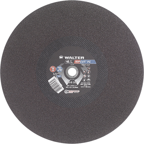 Ripcut Stainless Steel & Steel Cut-Off Wheel for Stationary Saws, 20" x 3/16", 1" Arbor, Type 1, Aluminum Oxide, 3000 RPM Seaboard Timber Mart