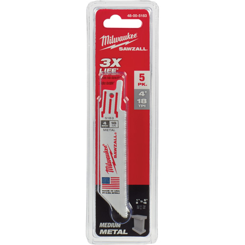 Lame de scie alternative Sawzall, Bim&eacute;tal, 18 Dents par pouce, 4" lo x 3/4" la Seaboard Timber Mart