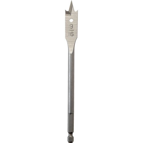 Flat Boring Bit, 9/16" Diameter, 1/4" Hex Shank, 6" Length Seaboard Timber Mart