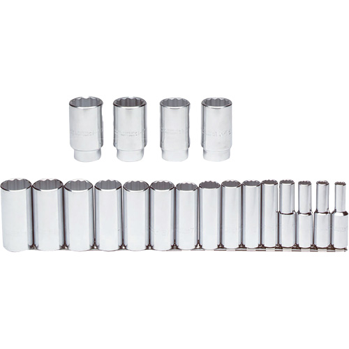 Jeu de douilles, 19 Mcx, Prise de 1/2", Profond Seaboard Timber Mart