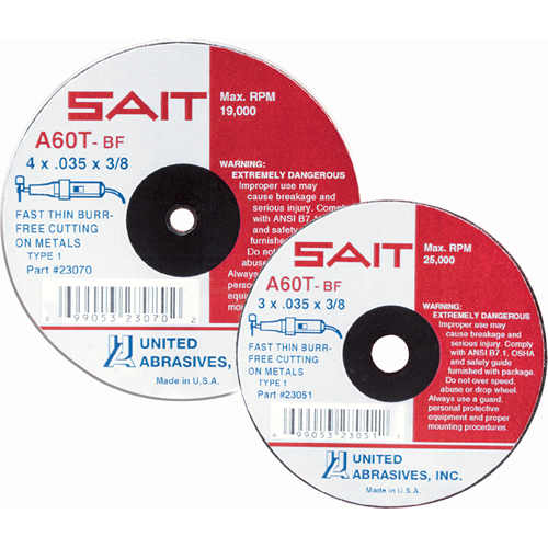 Cut-Off Wheel, 5" x 0.045", 7/8" Arbor, Type 27, Aluminum Oxide/Ceramic, 12200 RPM Seaboard Timber Mart