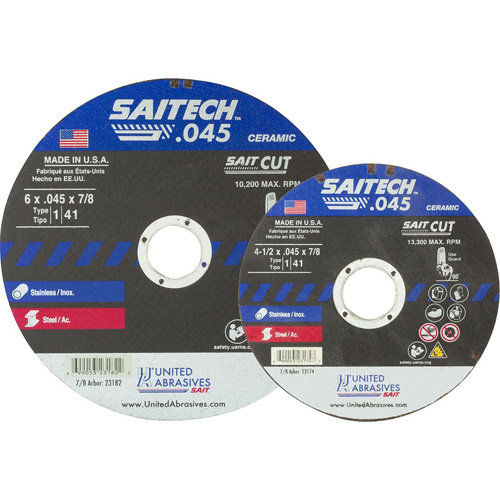 Cut-Off Wheel, 17" x 0.045", 5/8" Arbor, Type 1, Aluminum Oxide/Ceramic, 8500 RPM Seaboard Timber Mart