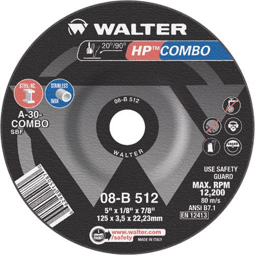 HP Combo Depressed Center Combination Wheel, 5" x 1/8", 7/8" Arbor, Type 27 Seaboard Timber Mart