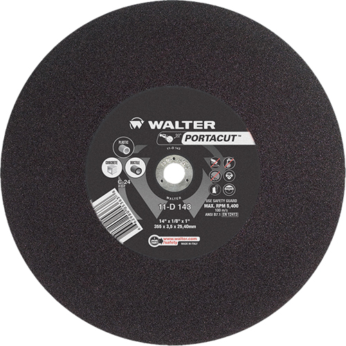 Portacut High Speed Cut-Off Wheel, 14" x 1/8", 1" Arbor, Type 1, Silicon Carbide, 5400 RPM Seaboard Timber Mart