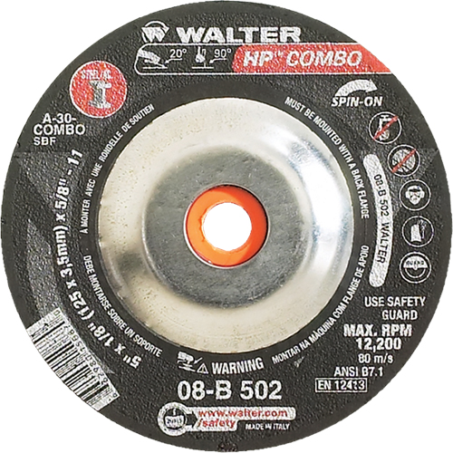 HP Combo Spin-On Combination Wheel, 5" x 1/8", 5/8"-11 Arbor, Type 27S Seaboard Timber Mart
