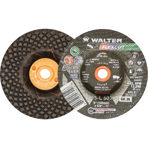 Flexcut Depressed Centre Grinding Wheels, 5", 36 Grit, Aluminum Oxide, 5/8"-11, 12200 RPM, Type 29 Seaboard Timber Mart