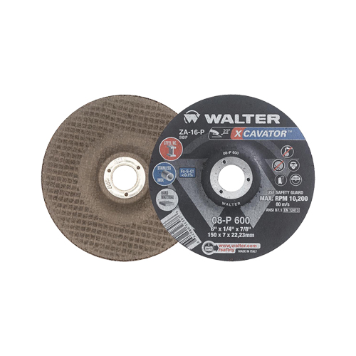 XCAVATOR Grinding Wheel, 6" x 1/4", 7/8" Arbor, Zirconium, Type 27 Seaboard Timber Mart