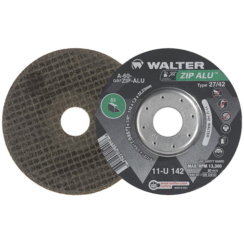 Zip Alu Cut-Off Wheel, 5" x 3/64", 7/8" Arbor, Type 27, Aluminum Oxide, 12200 RPM Seaboard Timber Mart