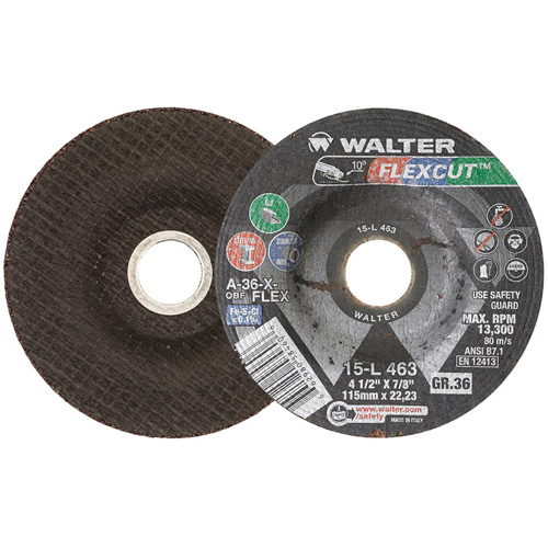Meule FLEXCUT, 4-1/2", 36 Grain, Oxyde d'aluminium, 7/8", 13 300 Tr/min, Type 29 Seaboard Timber Mart