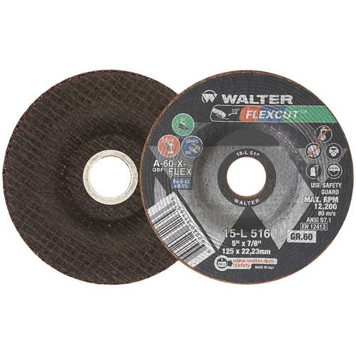 FLEXCUT Grinding Wheel, 5", 60 Grit, Aluminum Oxide, 7/8", 12200 RPM, Type 29 Seaboard Timber Mart
