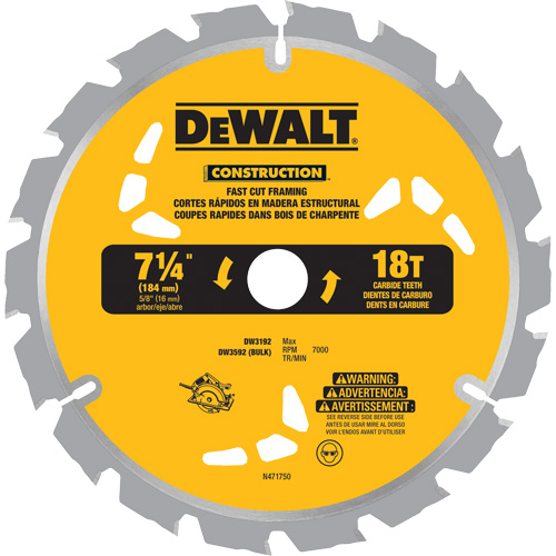 Fast Cut Framing Carbide-Tipped Saw Blade, 7-1/4", 18 Teeth, Wood Use Seaboard Timber Mart