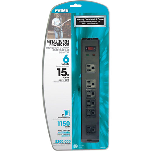 Surge Protector, 6 Outlets, 1150 J, 1875 W, 15' Cord Seaboard Timber Mart