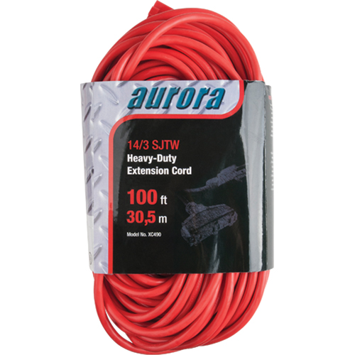 Vinyl Extension Cord, Outdoor, SJTW, 14/3 AWG, 13 A, 3 Outlet(s), 100' Seaboard Timber Mart
