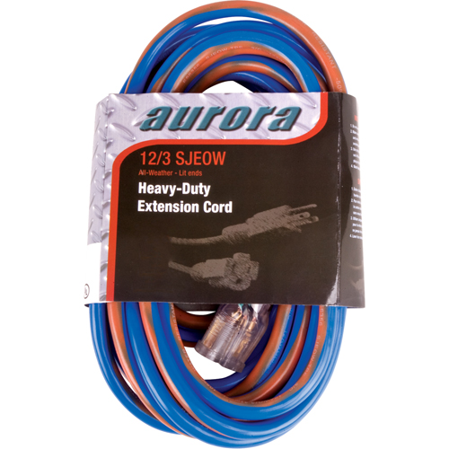 TPE-Rubber Extension Cord With Light Indicator, All-Weather, SJEOW, 12/3 AWG, 15 A, 50' Seaboard Timber Mart