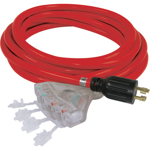 Generator Extension Cord with Quad Tap, STW, 10 AWG, 20 A, 4 Outlet(s), 25' Seaboard Timber Mart