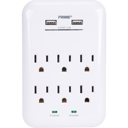 Prime&reg; USB Charger with Surge Protector Seaboard Timber Mart