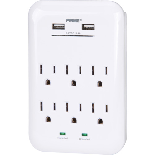 Prime&reg; USB Charger with Surge Protector Seaboard Timber Mart