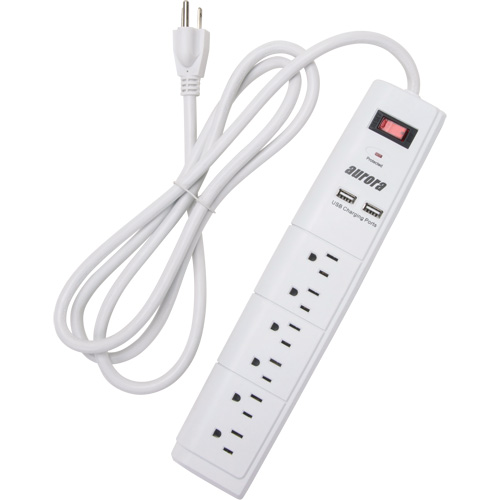 Limiteur de surtension avec chargeur USB, 6 Prises, 1200 J, 1875 W, Cordon 6' Seaboard Timber Mart