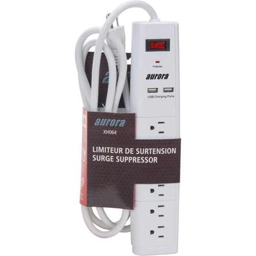Limiteur de surtension avec chargeur USB, 6 Prises, 1200 J, 1875 W, Cordon 6' Seaboard Timber Mart