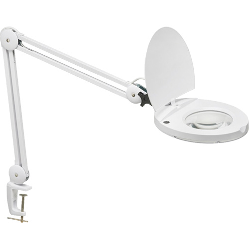 LED Magnifier with A-Bracket, 3 Diopter, LED Light, 47" Arm, C-Clamp, White Seaboard Timber Mart