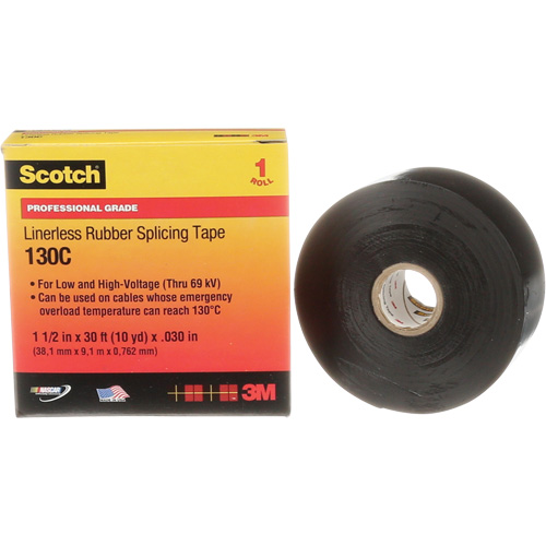 Scotch&reg; Linerless Rubber Splicing Tape, 38 mm (1-1/2") " W, 9 m (30') " L Seaboard Timber Mart