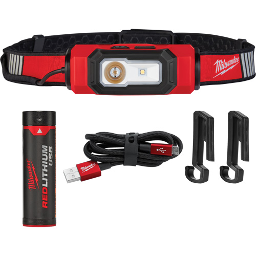 Lampe USB pour casque de s&eacute;curit&eacute; Beacon, DEL, 600 lumens, 2 hres de fonctionnement, piles Rechargeable Seaboard Timber Mart