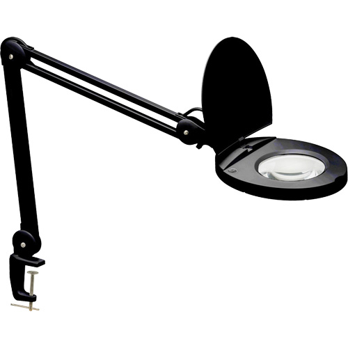 Adjustable Magnifier Lamp, 3 Diopter, LED Light, 47" Arm, C-Clamp, Black Seaboard Timber Mart
