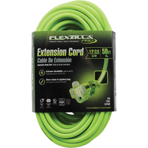 Flexzilla&reg; Pro Industrial Extension Cord, All-Weather, SJTW, 12/3 AWG, 15 A, 50' Seaboard Timber Mart