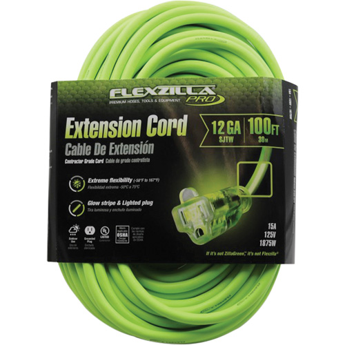Flexzilla&reg; Pro Industrial Extension Cord, All-Weather, SJTW, 12/3 AWG, 15 A, 100' Seaboard Timber Mart